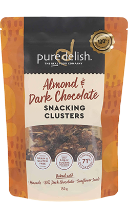 Almond & Dark Chocolate Snacking Clusters 150g