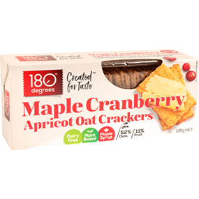 180 Maple Cranberry Apricot Oat Crackers 135gm