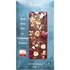 Bennetts Plum & Hazelnut Chocolate Bar 110gm