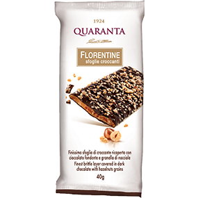 Quaranta Dark Choc & Hazelnut Florentine 40g