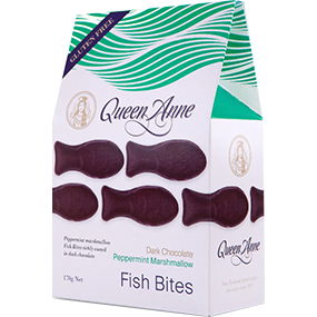 Queen Anne Dark Choc Fish Bites Peppermint 170gm