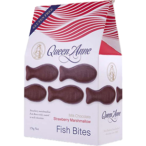 Queen Anne Milk Choc Strawberry Fish Bites 170gm